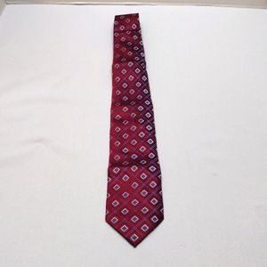 George Maroon Blue White Multiple Diamond Pattern Men's Tie NT#42